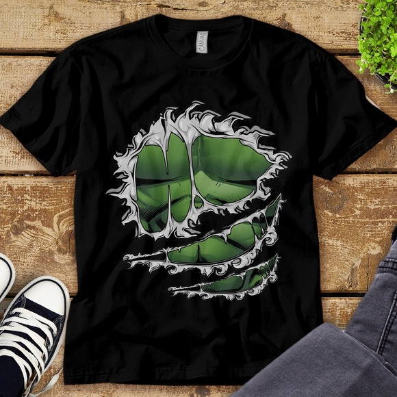 Marvel Avengers Hulk Ripped Costume T-Shirt Unisex Tee Adult T-shirt Kid Shirt - Picture 1 of 2